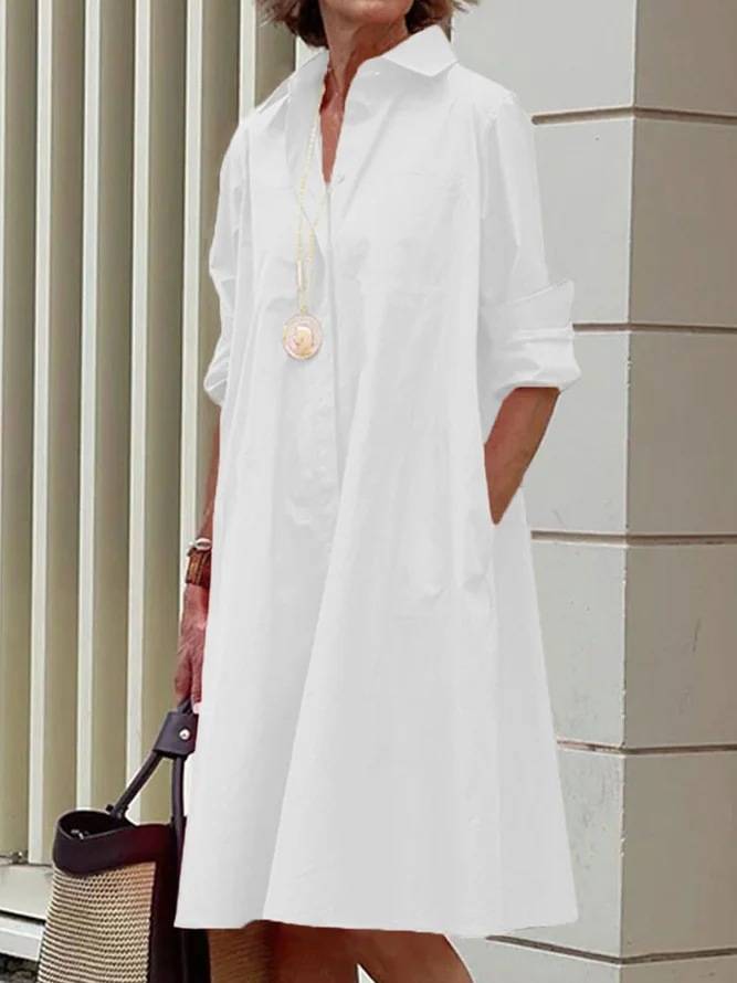 Modernes Hemdkleid mit Kragen und Dreiviertel-Ärmeln