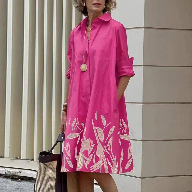 Modernes Hemdkleid mit Kragen und Dreiviertel-Ärmeln
